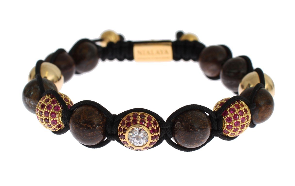 CZ Bronzite 18K Gold 925 Silver Bracelet