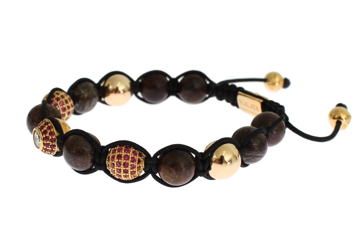 CZ Bronzite 18K Gold 925 Silver Bracelet