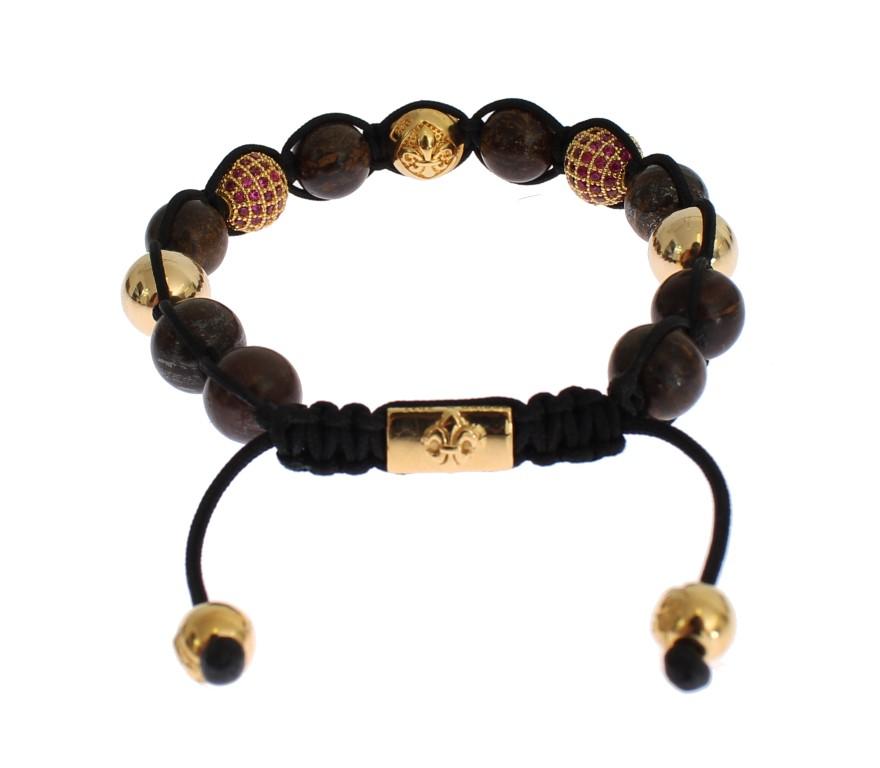 CZ Bronzite 18K Gold 925 Silver Bracelet