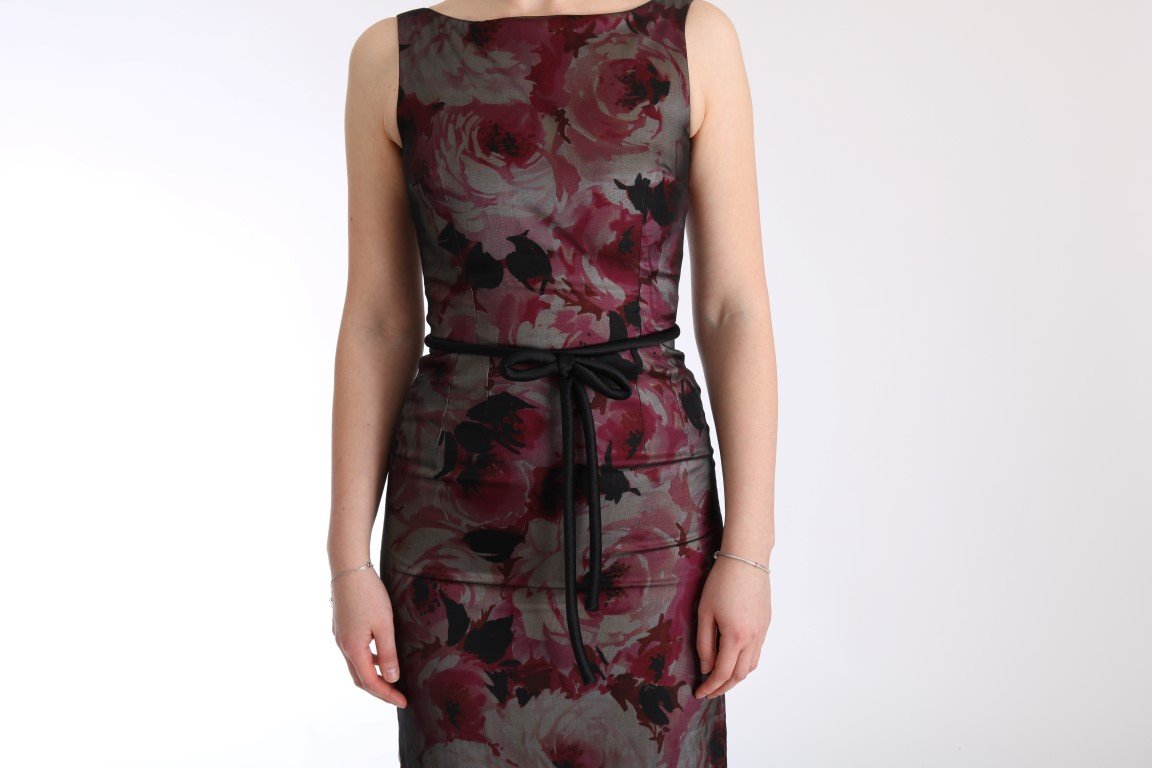 Roses Silk Stretch Sheath Long Dress