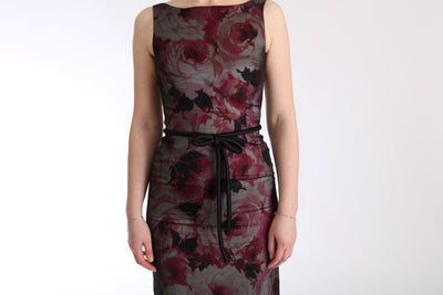 Roses Silk Stretch Sheath Long Dress