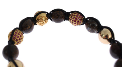 CZ Bronzite 18K Gold 925 Silver Bracelet