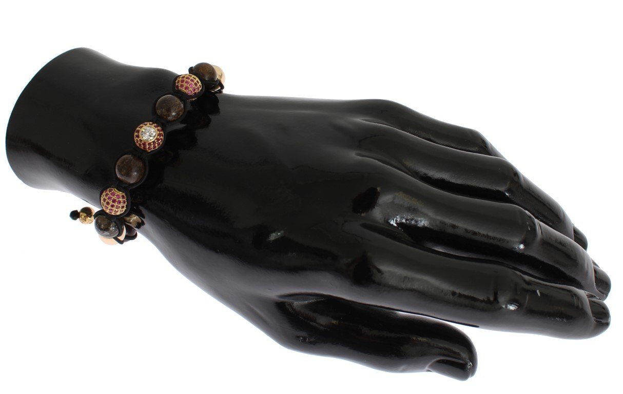 CZ Bronzite 18K Gold 925 Silver Bracelet