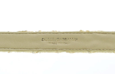 Yellow Lace Leather Crystal Buckle Belt