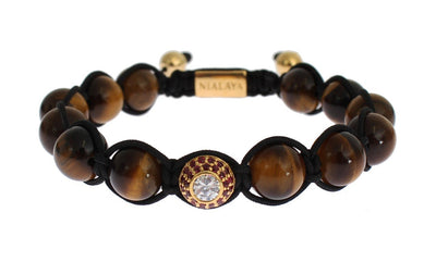 CZ Tiger Eye 18K Gold 925 Silver Bracelet
