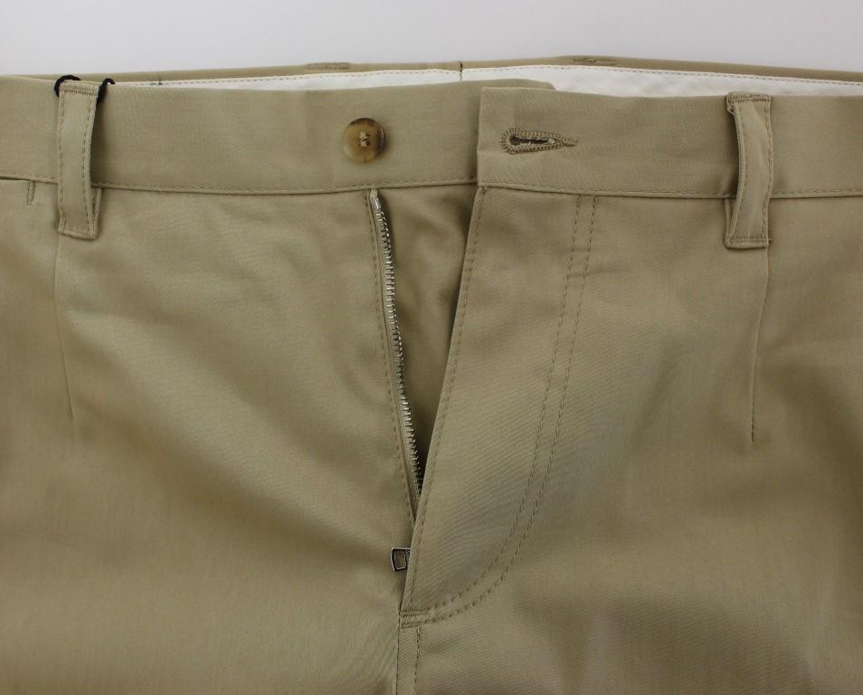 Beige Cotton Stretch Chinos Pants