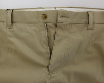 Beige Cotton Stretch Chinos Pants