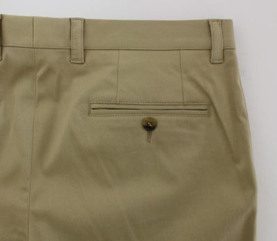 Beige Cotton Stretch Chinos Pants