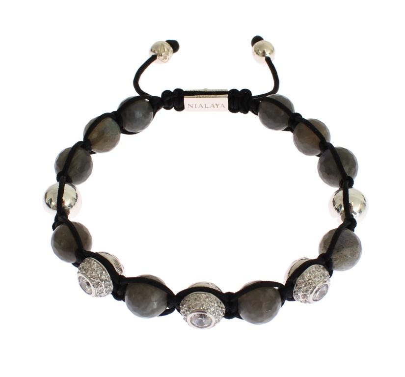 Clear CZ Labrodite 925 Silver Bracelet