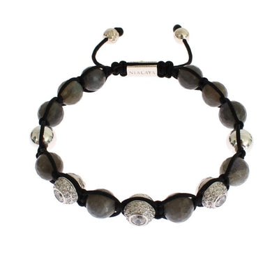 Clear CZ Labrodite 925 Silver Bracelet