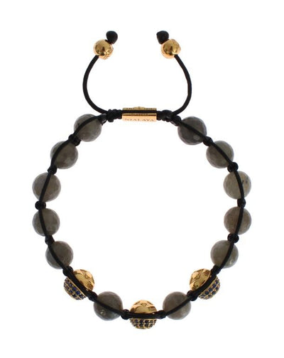 Blue CZ Labrodite Gold 925 Silver Bracelet