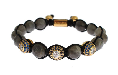 Blue CZ Labrodite Gold 925 Silver Bracelet