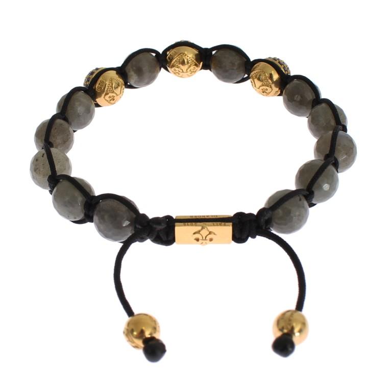 Blue CZ Labrodite Gold 925 Silver Bracelet
