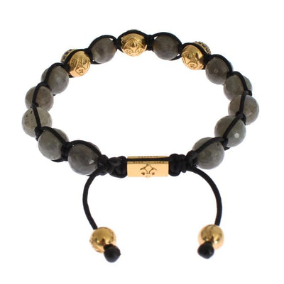 Blue CZ Labrodite Gold 925 Silver Bracelet