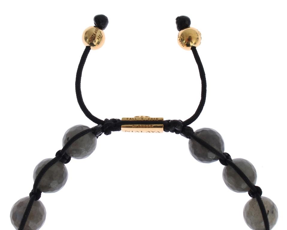 Blue CZ Labrodite Gold 925 Silver Bracelet