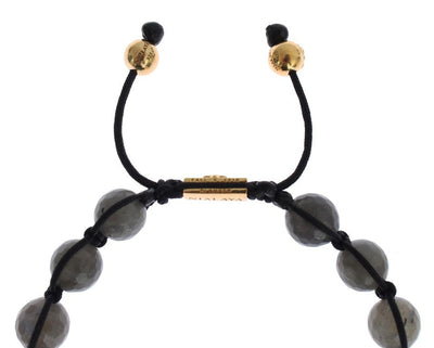 Blue CZ Labrodite Gold 925 Silver Bracelet