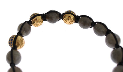Blue CZ Labrodite Gold 925 Silver Bracelet