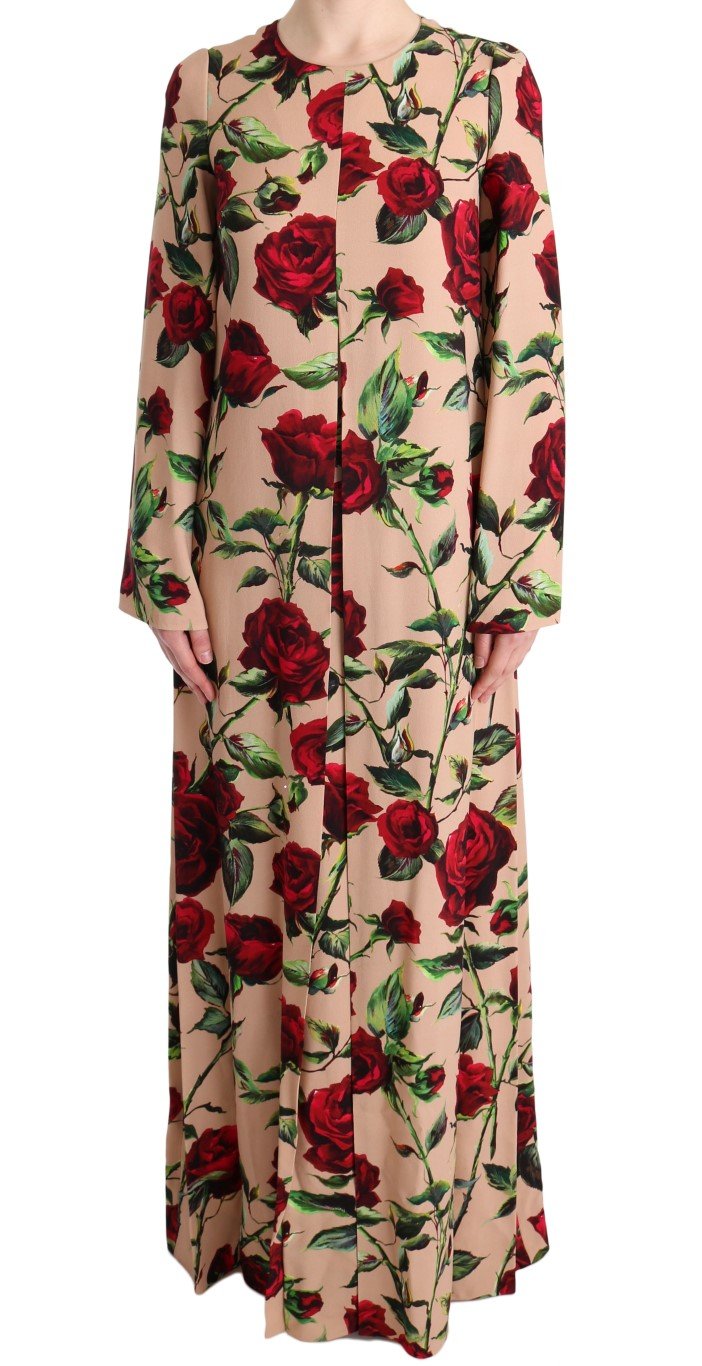 Pink Red Roses Stretch Sheath Dress