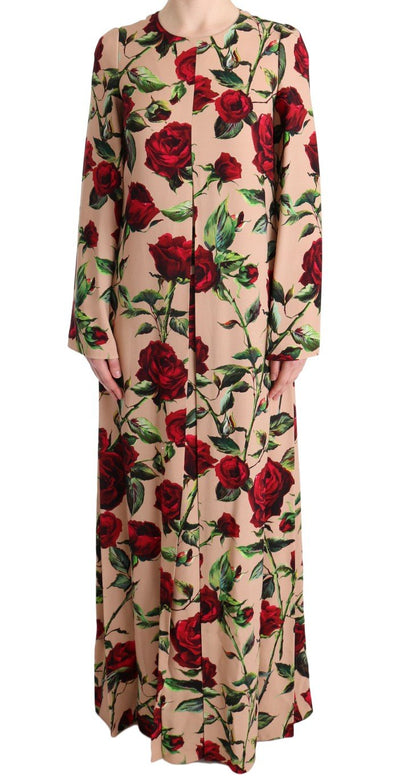 Pink Red Roses Stretch Sheath Dress