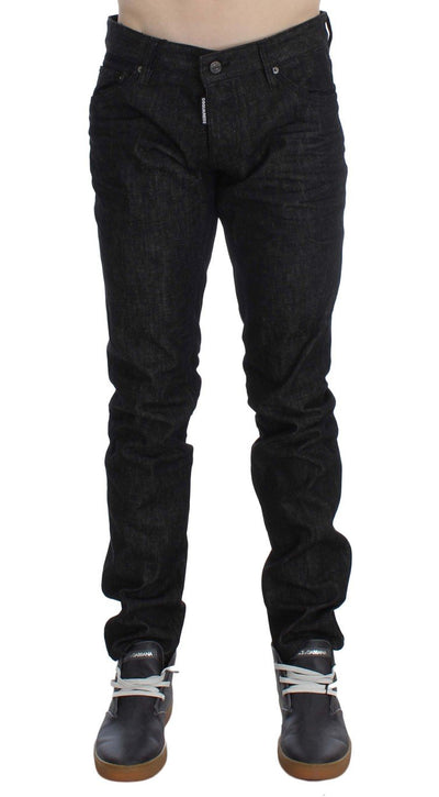 Black Cotton Stretch Denim Slim jeans