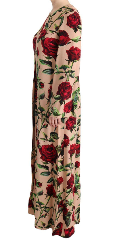 Pink Red Roses Stretch Sheath Dress