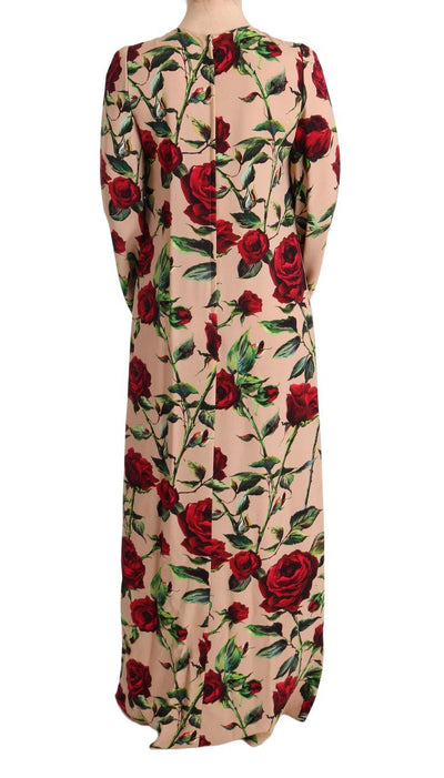 Pink Red Roses Stretch Sheath Dress