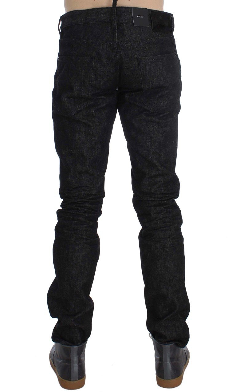 Black Cotton Stretch Denim Slim jeans