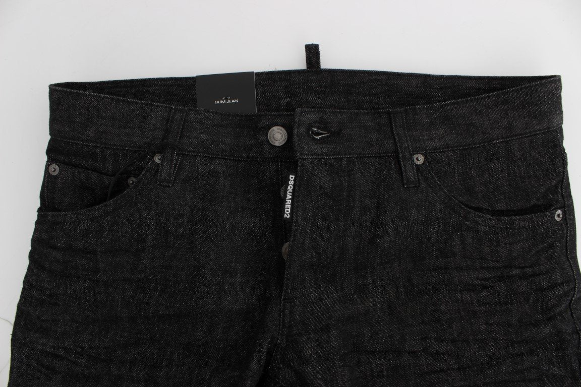 Black Cotton Stretch Denim Slim jeans
