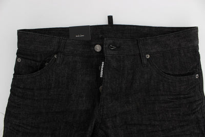 Black Cotton Stretch Denim Slim jeans