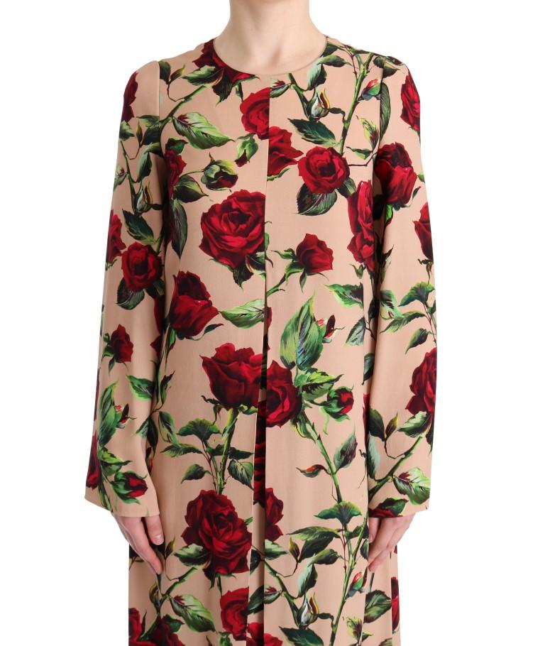 Pink Red Roses Stretch Sheath Dress