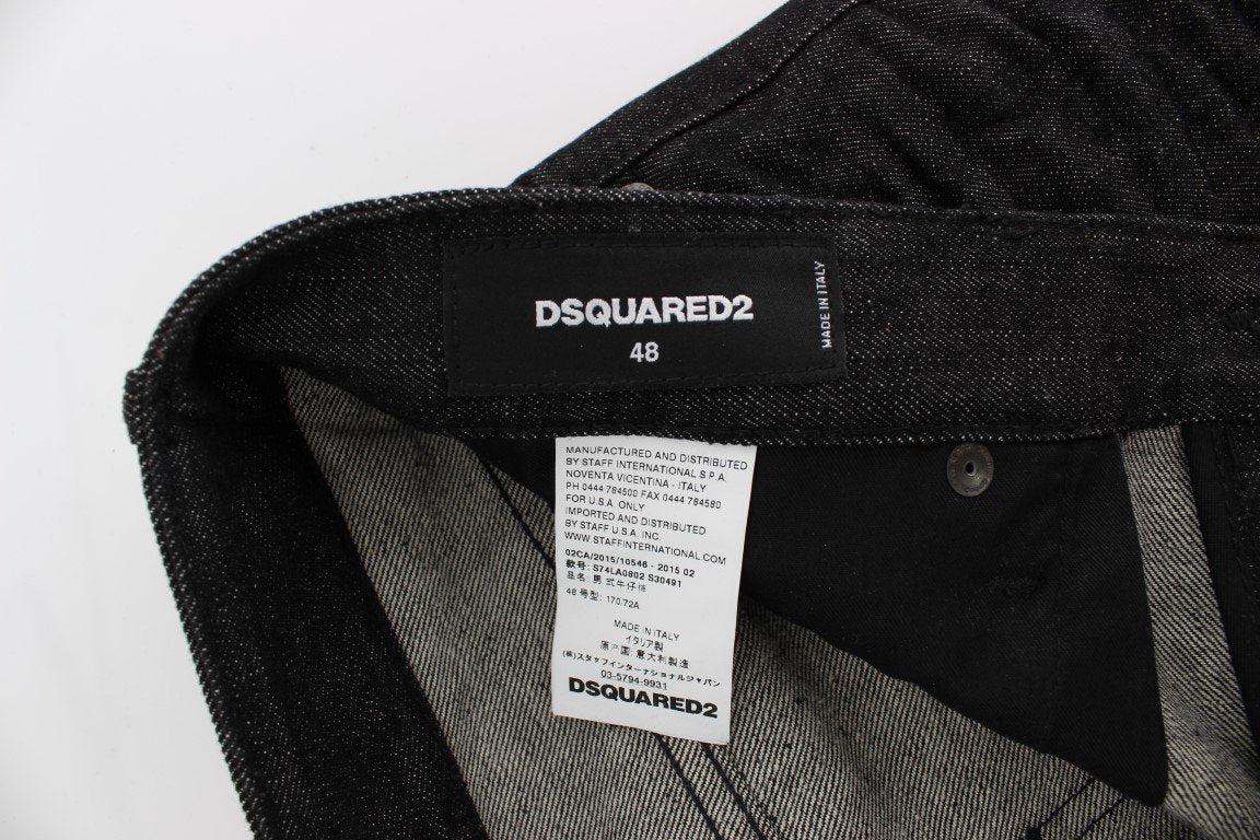 Black Cotton Stretch Denim Slim jeans