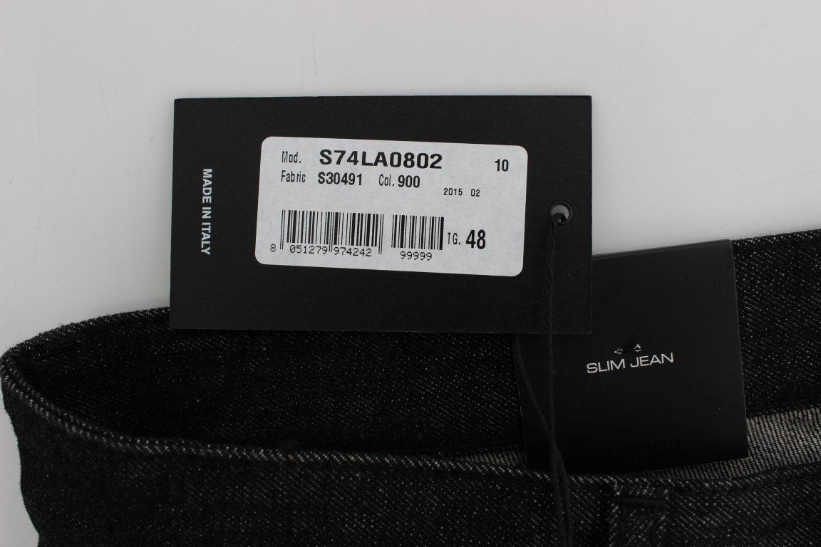 Black Cotton Stretch Denim Slim jeans