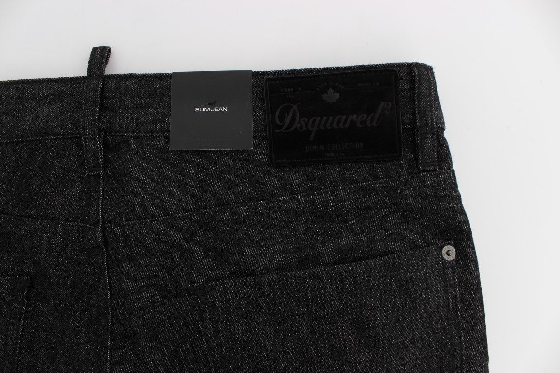 Black Cotton Stretch Denim Slim jeans
