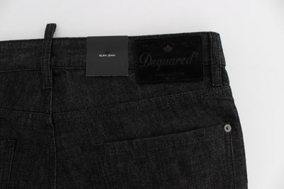 Black Cotton Stretch Denim Slim jeans