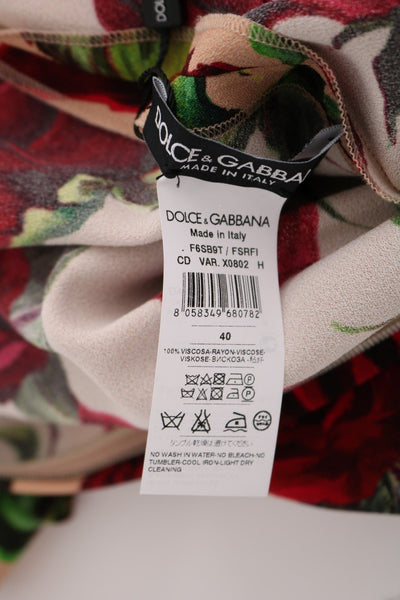 Pink Red Roses Stretch Sheath Dress