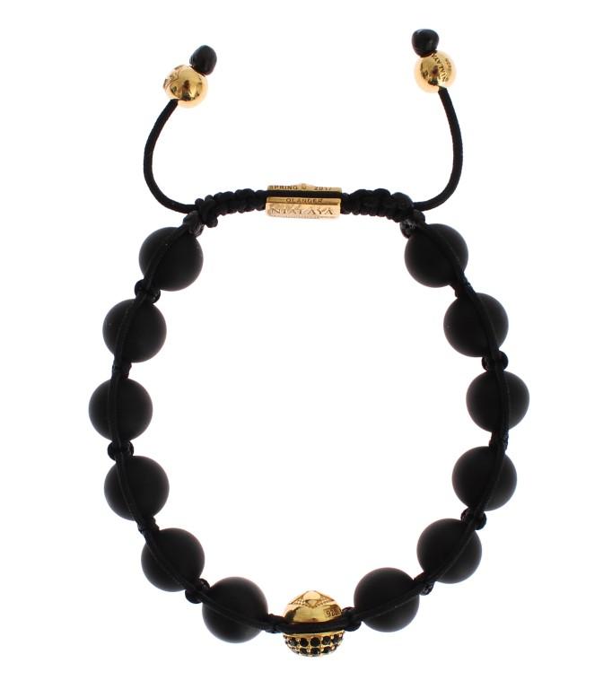 Matte Onyx CZ Gold 925 Silver Bracelet
