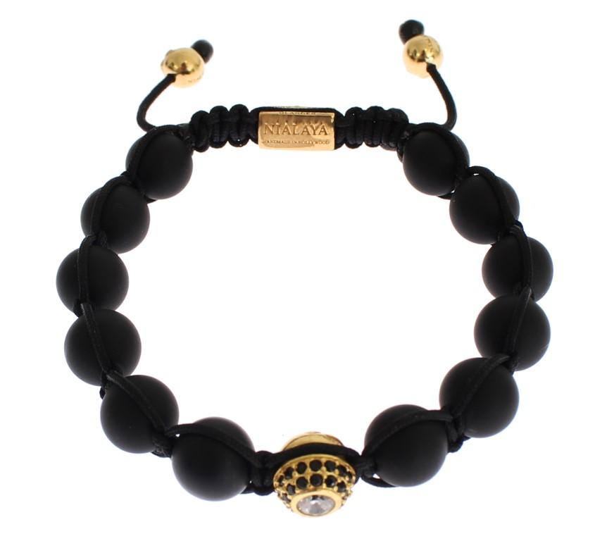 Matte Onyx CZ Gold 925 Silver Bracelet