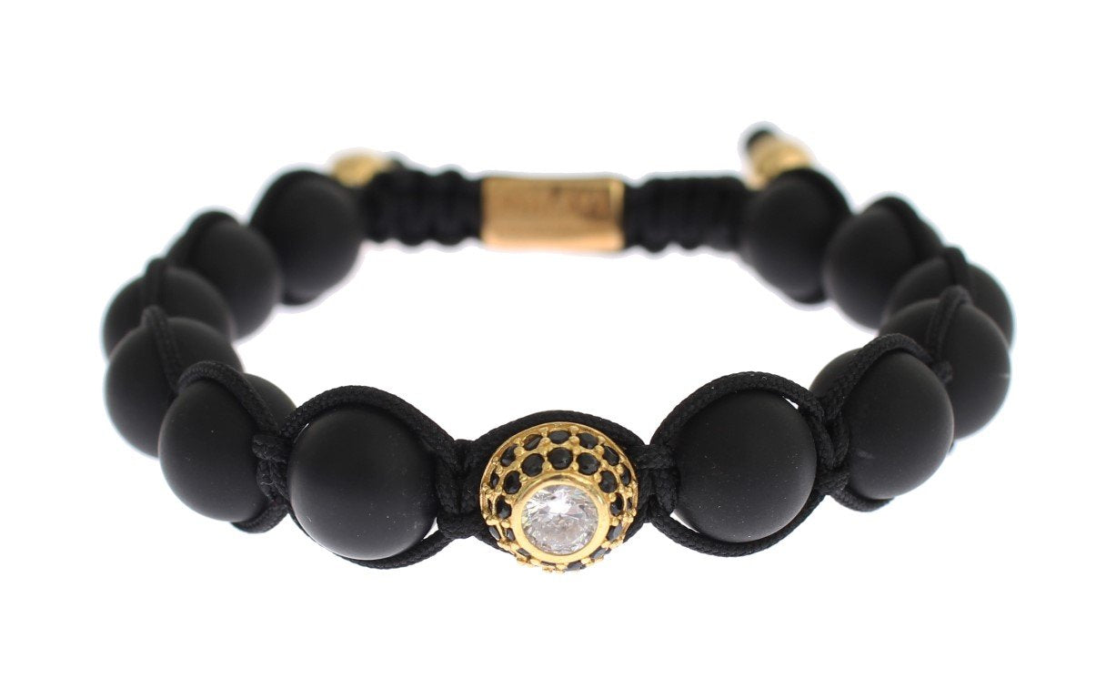 Matte Onyx CZ Gold 925 Silver Bracelet