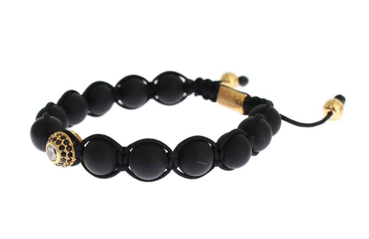 Matte Onyx CZ Gold 925 Silver Bracelet