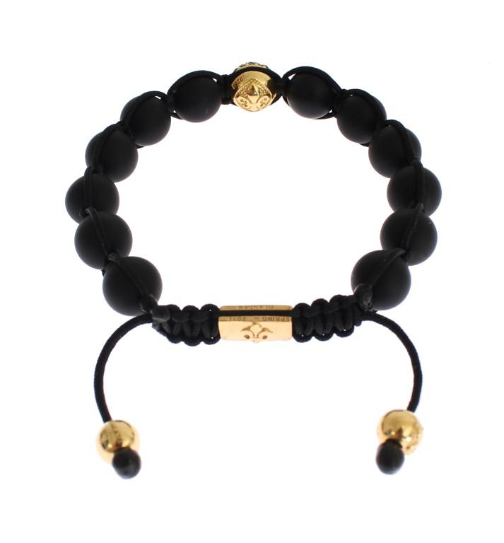 Matte Onyx CZ Gold 925 Silver Bracelet