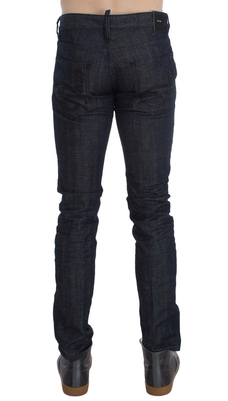 Dark Blue Cotton Stretch Denim Slim jeans