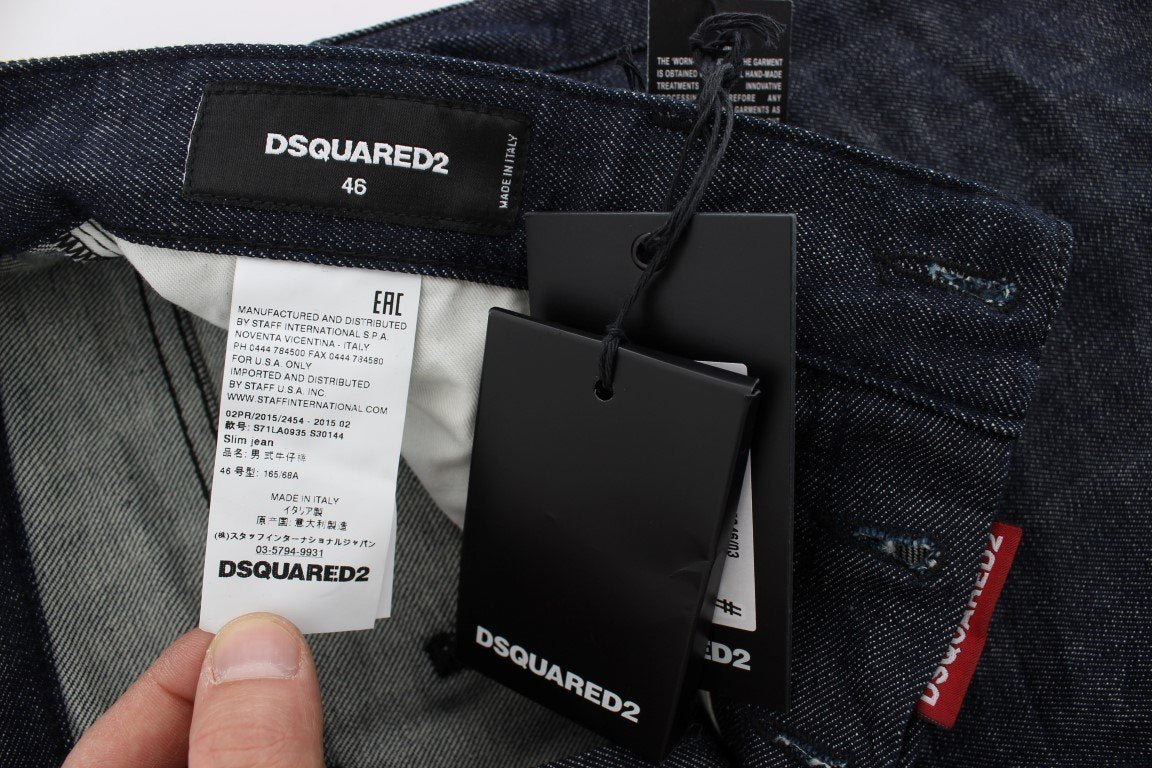 Dark Blue Cotton Stretch Denim Slim jeans