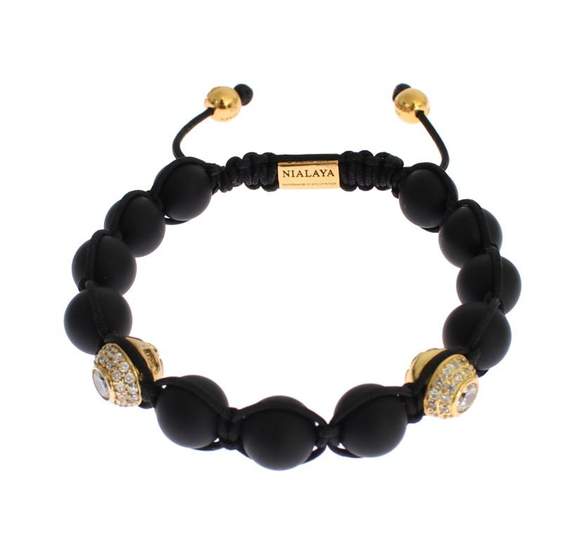 Matte Onyx CZ Gold 925 Silver Bracelet