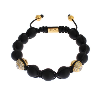 Matte Onyx CZ Gold 925 Silver Bracelet