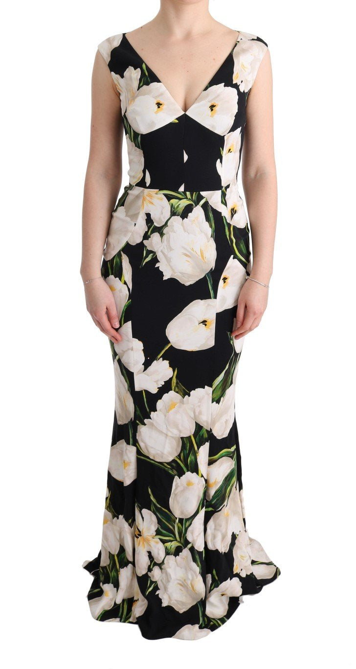 Tulip Print Floral Stretch Sheath Dress