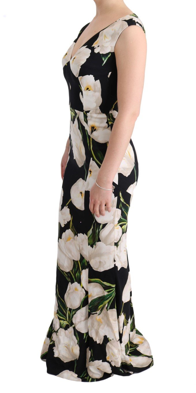 Tulip Print Floral Stretch Sheath Dress