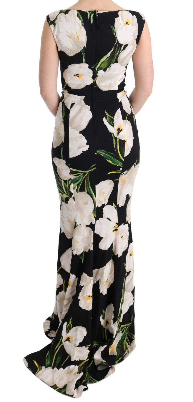 Tulip Print Floral Stretch Sheath Dress