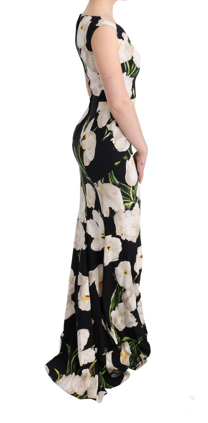 Tulip Print Floral Stretch Sheath Dress