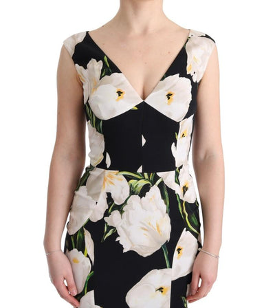 Tulip Print Floral Stretch Sheath Dress