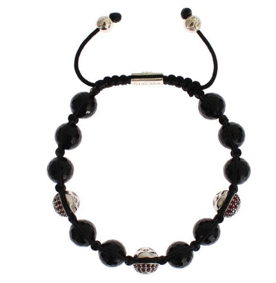 Black Agate Red CZ 925 Silver Bracelet